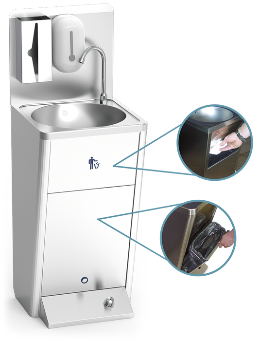 Column sink with accessories