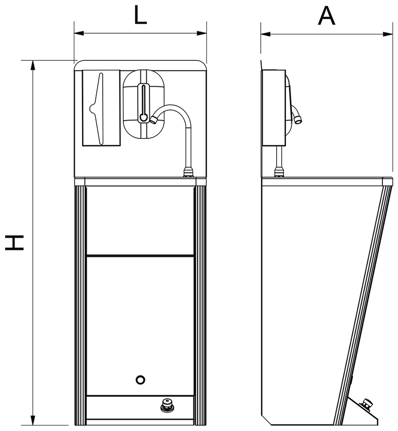 Column sink with accessories