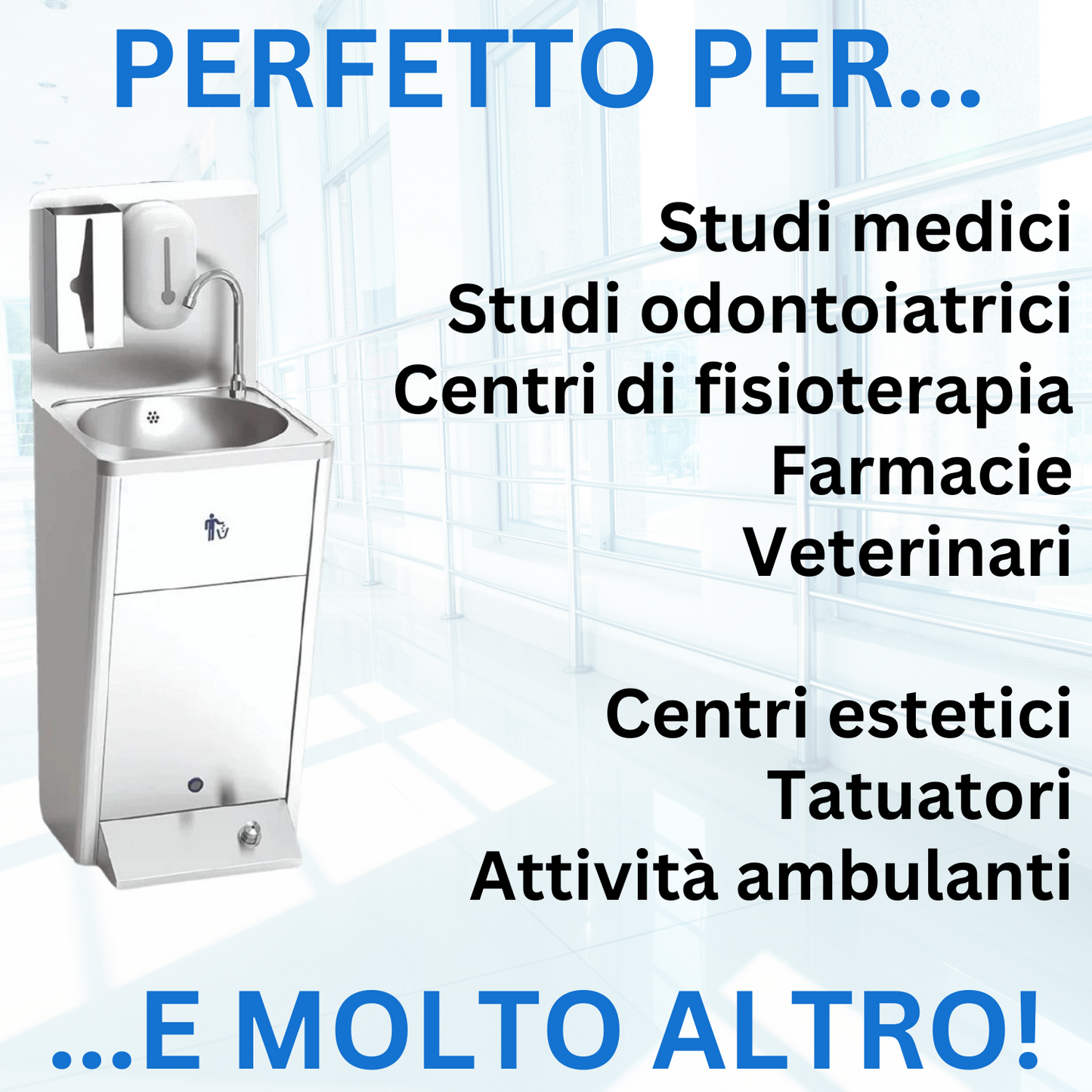 Column sink with accessories